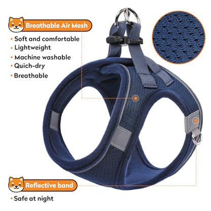 Dog Harness with Leash Set, No-Pull Step-in Reflective Pet Harness with 1 Leash Clips, Adjustable Soft Padded Easy Walk Dog Vest for Small Medium Large Dogs, Cats(Dark Blue, Large) - color: Blue, size: L(Chest:16.5"-19")