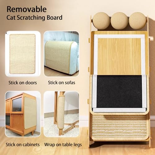 22.44 x 14.56 x 11.41 Inch Sisal Cat Scratcher, Natural Scratching Post, Cat Scratch Pad for Wall and Couch, Durable Toy for Indoor Kittens with Hanging Ball - color: Sisal
