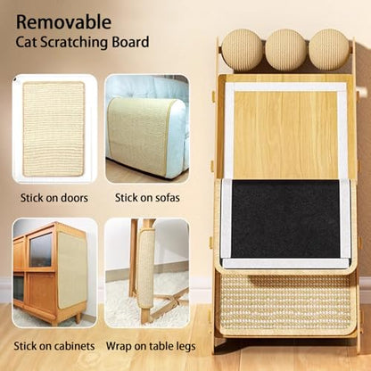 22.44 x 14.56 x 11.41 Inch Sisal Cat Scratcher, Natural Scratching Post, Cat Scratch Pad for Wall and Couch, Durable Toy for Indoor Kittens with Hanging Ball - color: Sisal