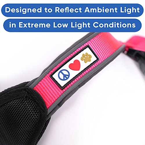 Pawtitas Reflective Padded Dog Harness for Medium Dogs – Adjustable Step-in Vest | Fits Chest 22–28 in | No Pull Training Harness | M | Pink - color: Pink, size: Medium (Pack of 1)