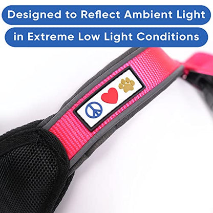 Pawtitas Reflective Padded Dog Harness for Medium Dogs – Adjustable Step-in Vest | Fits Chest 22–28 in | No Pull Training Harness | M | Pink - color: Pink, size: Medium (Pack of 1)