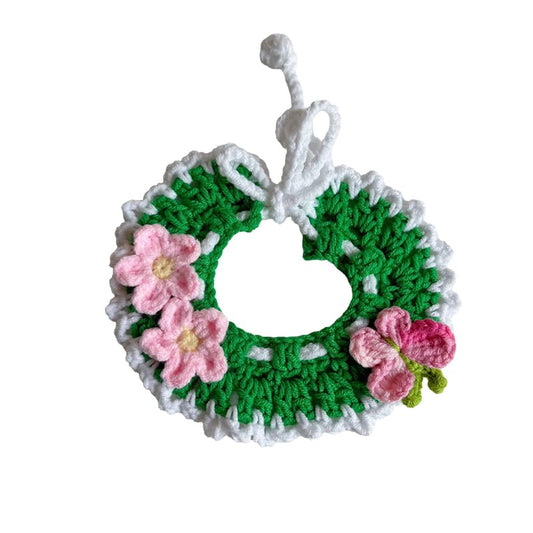 Spring Cat Collar Cute Breakaway Safe Adjustable Cat Collars for Cats Small Dogs Soft Knitted Neck Decor Kitten Collar Girl Cat Supplies for Indoor Cats Pet Collar Accessories (Grass & Little Flower) - color: Grass & Little Flower