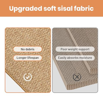 Ordora Large Cat Scratcher Mat: 31.5 X 14 Inch Upgrade Soft Sisal Horizontal Cat Floor Scratching Pad, Cat Scratching Rug Protect Furniture - size: Large mat
