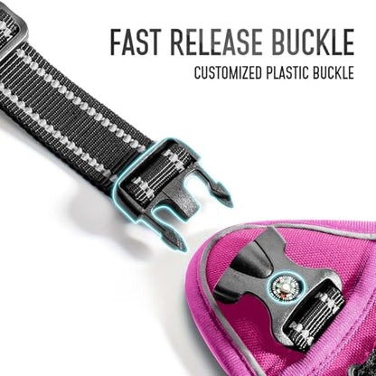 Tactical Dog Harness for Medium & Large Dogs, Rose Pink Adjustable No-Pull Control with Handle, Heavy Duty Reflective Vest - Size L - color: ROSE PINK, size: L