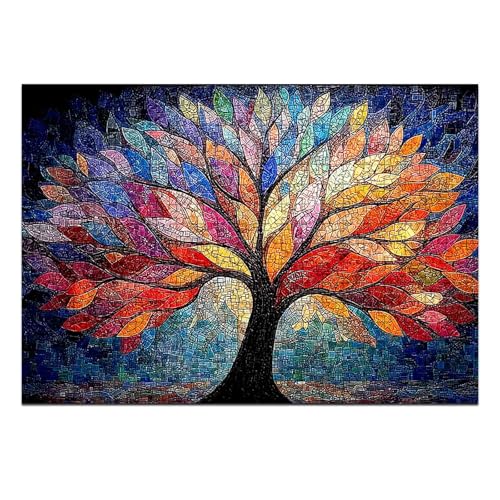 1000 Pieces Jigsaw Puzzles for Adults Rainbow Tree of Life Art Puzzle, Stress Relief Concentration Training Brain Teaser Puzzle 29.5x19.7 Inch - color: Wooden Puzzle1, size: 1000 Piece pcs