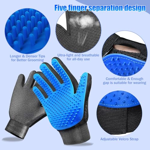 9 PCS Pet Grooming Brush Set,Self Cleaning Pet Hair Removal Comb,Pet Hair Remover Gloves,Spray Bottle, Lice Flea Combs, Pet Grooming Supplies,Essential Bathing,Brushing & Shedding Tool for Cats & Dogs
