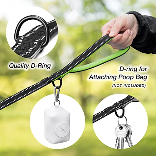 PHOEPET 5 Feet Heavy Duty Dog Leash - Reflective - Soft Padded Handle Traffic Grip for Extra Control (L,Green) - color: Green