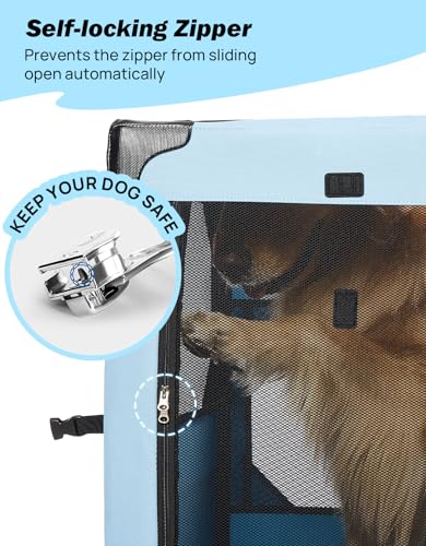 JOYTUTUS Pet Day Special, 38 Inch Collapsible Dog Crate, Steel Frame 8-Bar Foldable Soft Kennel, Portable Travel Crate for Large Dog Up to 70lbs, Oxford Cat Carrier Fit for Car Travel Indoor Outdoor - size: L (38" L x 26" W x 26" H)