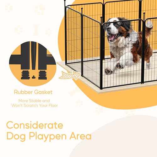 Dog Playpen 24 Inch 8 Panels, Heavy Duty Metal Pet Playpen Indoor Outdoor for Camping, Yard, RV, Garden Fence, Privacy Patio, Black
