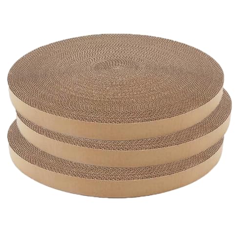 Cat Scratching Board for Indoor Cats,Scratch Pad Pro for Cats,Round Cat Scratcher Refill,Natural Recycled Corrugated Cardboard Supports Pet Behavior and Relieves Stress- 3 Count