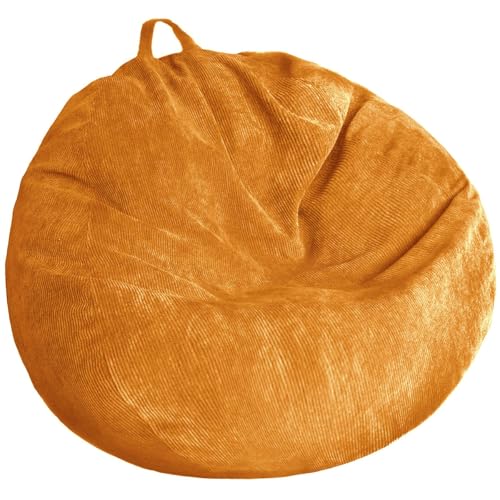 Stuffed Animal Storage Bean Bag Chair Cover - Washable Ultra Soft Corduroy Cover for Organizing Plush Toys or Textile, Sack Bean Bag for Adults, Teens - color: Halloween Yellow, size: S for Kids