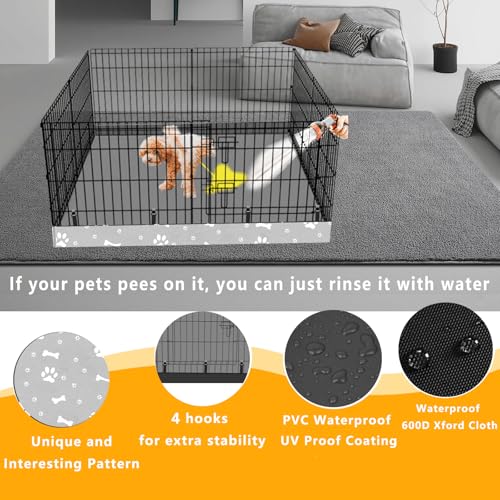 Dog Playpen Square Bottom Pad Fits for 48 Inch 8 Panels Metal Exercise Pet Playpen, Dog Crate Pad Puppy Playpen Pad, Elastic Buckles Connections.(Note: Playpen Not Included) -Gray - color: Gray