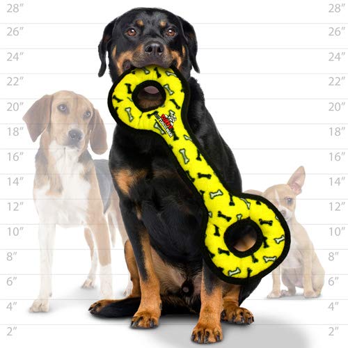 TUFFY- World's Tuffest Soft Dog Toy- Ultimate Tug-O-War -Yellow Bone- Squeakers - Multiple Layers. Made Durable, Strong & Tough. Interactive Play (Tug, Toss & Fetch). Machine Washable & Floats - color: Yellow Bone, style: Tug-O-War