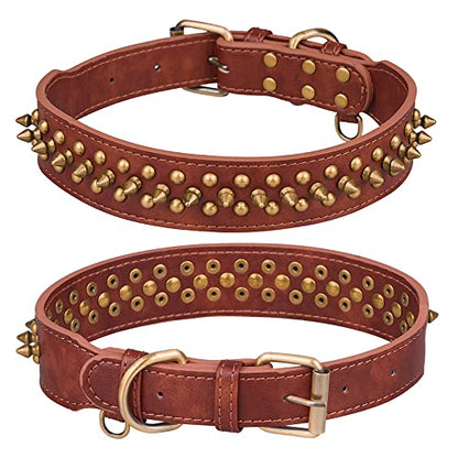 Spiked Dog Collar Soft Pu Leather Mushrooms Rivet Spike Studded Puppy Adjustable Pet Collars for Small Breeds (S, Brown2) - color: Brown2, size: Small