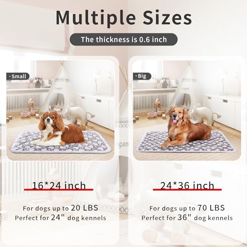 Soft Reversible Dog Crate Pad 2Pcs - 24x16 Inch, Plush Pet Mat, 0.6-inch Thick, Ideal for Small Dogs, Machine Washable - color: 2pcs Grey Heart Shape, size: 24.0"L x 16.0"W x 0.6"Th