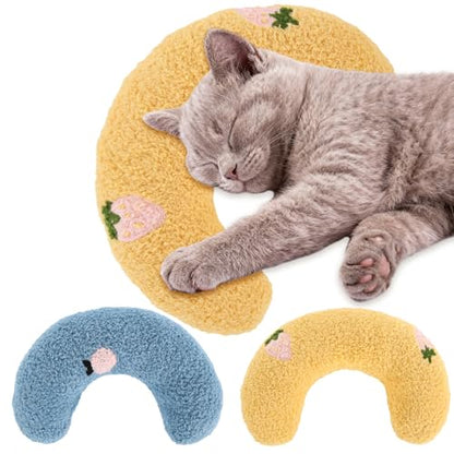 Novabright 2 Pcs Pillow for Cats Little Cat Calming Pillow for Pets Indoor Soft Fluffy Pet Calming Toy Half Donut C Shaped Pet Neck Pillows for Cat Dog Joint Relief Sleeping Improve