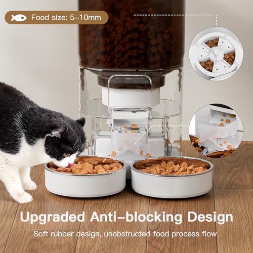 Automatic Cat Feeder 7L Double Bowl Feeder, 1080P HD Camera Live Video, Night Vision 2-Way Audio, WiFi & App Remote Control, Programmable Pet Feeder, Smart Timed Dry Food Dispenser 2 Cats Dogs - size: Double Basin - 7L