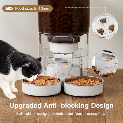 Automatic Cat Feeder 7L Double Bowl Feeder, 1080P HD Camera Live Video, Night Vision 2-Way Audio, WiFi & App Remote Control, Programmable Pet Feeder, Smart Timed Dry Food Dispenser 2 Cats Dogs - size: Double Basin - 7L