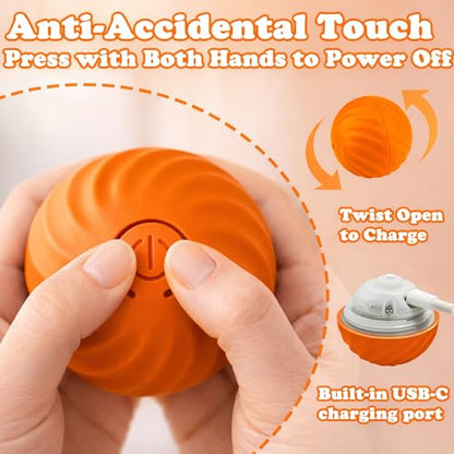Interactive Dog & Cat Toy Ball, Automatic Moving Pet Toy for Small & Medium Dogs and Cats, USB-C Rechargeable Rolling Indoor Dog Toy for Boredom Relief