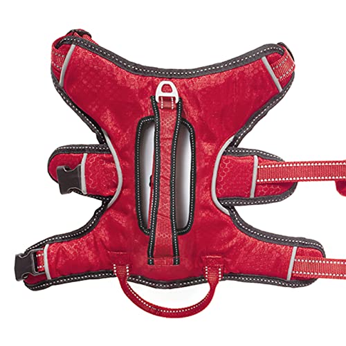 Tuff Pupper Escape Proof No Escape Dog Harness | 5 Point Adjustable Fit Harness for Dogs | Padded Dog Harnesses | Handle Dog Lift Harnesses - color: March Red, size: Large