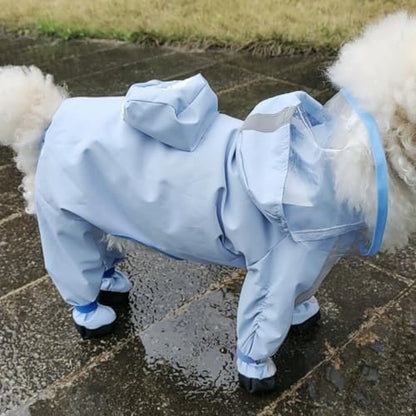 Dog Raincoat with Boots,Waterproof Dog Raincoats with Hood,Raincoat with Reflective Strap, Lightweight Rain Jacket with Leash Hole (Blue Cloud (Detachable Tail), L (8-11lb)) - color: Blue Cloud (detachable tail), size: L (8-11lb)