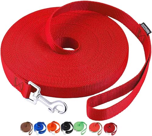 AMAGOOD Dog/Puppy Obedience Recall Training Agility Lead-15 ft 20 ft 30 ft 50 ft Long Leash-for Dog Training,Tie Out,Play,Safety,Camping (20Feet x 1Inch, Red) - color: Red, size: 1" x 20ft