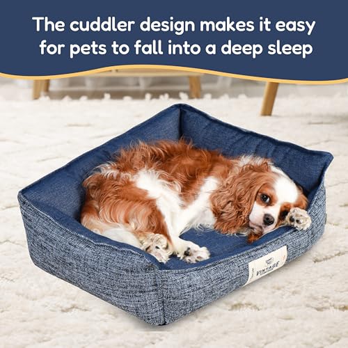 FluffyDream Small Dog Bed, Super Soft Pet Bed Furniture, Suitable for Dogs Up to 30lbs, 24'' x 20'', Dark Blue - color: Dark Blue