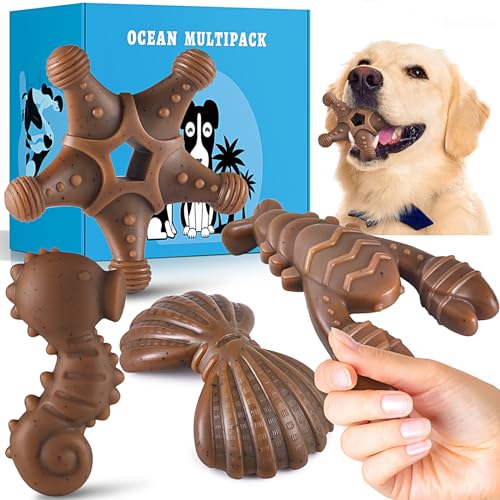 PETSTA Dog Chew Toys for Aggressive Chewers, Durable Dog Toys for Large Dogs, Heavy Duty Dog Toys/Large Dog Toys/Indestructible Dog Toys, Tough Dog Toys for Medium/Large Dogs Breed (4 Pack) - color: 4 PACK