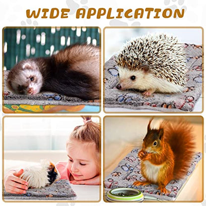 Tuanse 4 Pack Ultra Soft Dog Cat Bed Mat Small Animal Guinea Pig Bed with Cute Print Reversible Fleece Dog Crate Kennel Pad Cozy Washable Thickened Hamster Pet Beds Mat(13 x 10 Inches,Gray) - color: Gray, size: 13 x 10 Inches