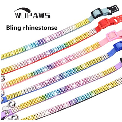 Cat Collar Breakaway Bling Diamond Rhinestone with Bell Adjustable for Cats and Kitten Girl boy (Pink) - color: Pink