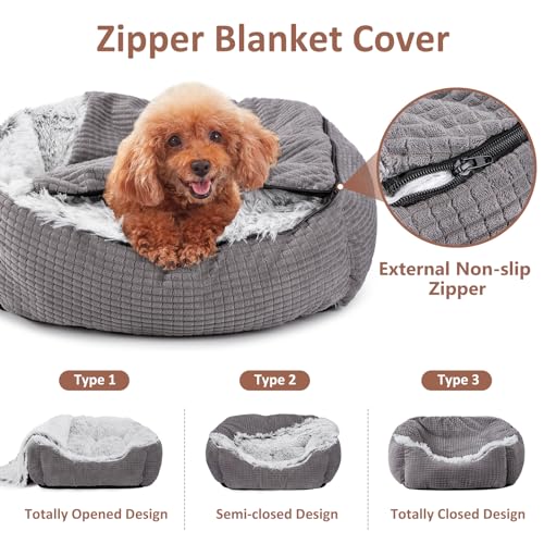MIXJOY Dog Beds for Large Medium Small Dogs, Rectangle Cave Hooded Blanket Puppy Bed, Luxury Orthopedic Cat Beds for Indoor Cats, Warmth and Machine Washable (35 inches, Grey) - size: 35.0"L x 25.0"W x 9.0"Th