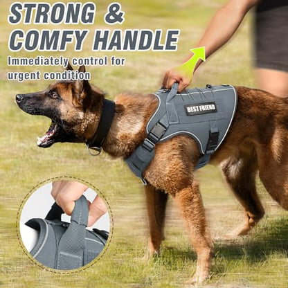 Tactical Dog Harness Medium Sized Dog,No Pull Military Dog Vest with Handle,Reflective Heavy Duty Pet Harness for Walking Hiking Training Gray M - color: Gray, size: Medium
