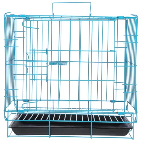 Hemobllo Folding Dog Cage 13.77X12.59X10.23 Inch Portable Metal Pet Crate for Small and Medium Dogs Cats Rabbits Indoor Outdoor Use with Ventilated Design - color: Blue, size: 13.8"L x 10.2"W x 13.4"H