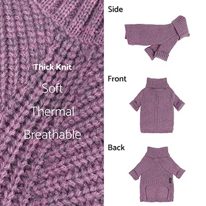 Fitwarm Thermal Knitted Dog Sweater Doggy Winter Coat Pet Clothes Doggie Turtleneck Jacket Puppy Outfits Cat Sweatsuit Lavender Purple XS - color: Purple, size: X-Small