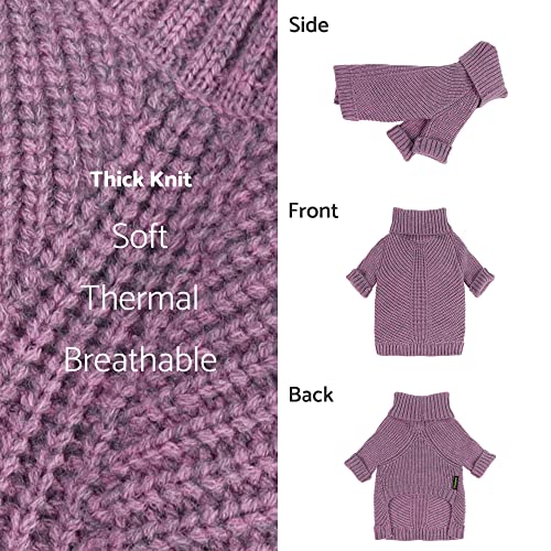 Fitwarm Thermal Knitted Dog Sweater Doggy Winter Coat Pet Clothes Doggie Turtleneck Jacket Puppy Outfits Cat Sweatsuit Lavender Purple Small - color: Purple, size: Small