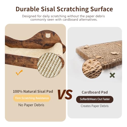 Upgraded Sisal Cat Scratcher Bed，28" Cozy Cat Couch Lounger for Indoor Cats, Long Heavy Duty Scratch Pad for Big Cats up to 40lbs, Modern Furniture Protector