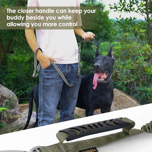 AUBELL Tactical Dog Leash Heavy Duty,4-6ft Reflective Strong No Pull Bungee Leash for Medium Large Dogs with Comfortable Padded Double Handle,Car Seat Belt,360 Degree Rotating Carabiner,Green - color: M/L-Green(4-6FT)