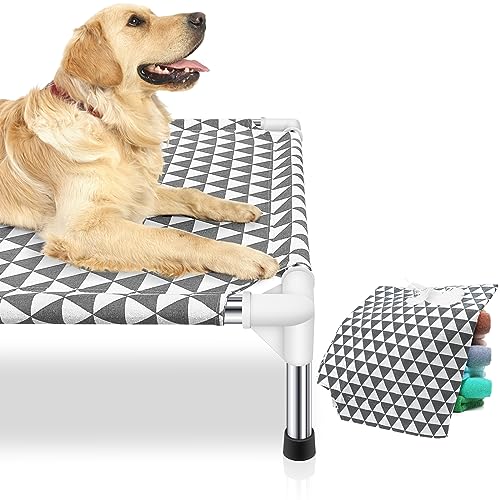 Elevated Outdoor Dog Bed, Large Size, Cotton Material, Non-Slip Feet, Fits up to 100lbs - size: 4 sided Large