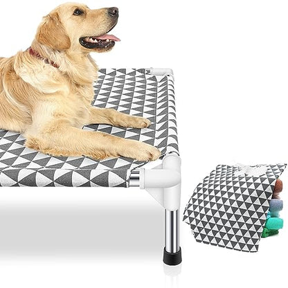 Elevated Outdoor Dog Bed, Large Size, Cotton Material, Non-Slip Feet, Fits up to 100lbs - size: 4 sided Large
