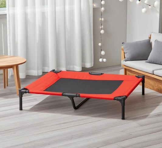 Outdoor Elevated Dog Bed Elevated Cooling Summer Dog Cot Pet Bed, Portable Indoor & Outdoor Cooling Raised Cot Pet Hammock Bed with Skid-Resistant Feet, Frame with Breathable Mesh