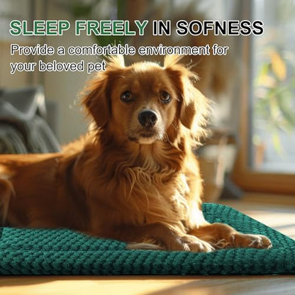 Dog Bed Crate Mat, Soft Durable Washable Anti-Slip Kennel Pad for Dogs & Cats, Reversible (Dark Green, S(24"*18"*1.5")) - color: Dark Green, size: S(24"*18"*1.5")