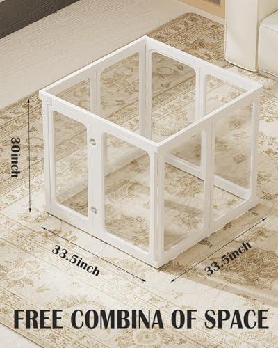 Acrylic Dog Playpen Indoor, 10 Panels 30 Inch Clear Dog Play Pen with Door, Sturdy Clear Acrylic Puppy Playpen for Small and Medium Dogs