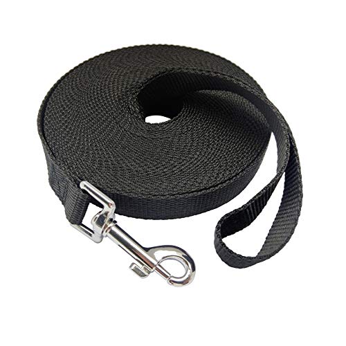 Nylon Training Dog Leash for Small Medium Large Dogs, 15ft 20ft 30ft 50ft Long Leash Dog/Puppy Lead for Obedience Recall Training, Camping (30ft, Black) - color: Black, size: 30ft