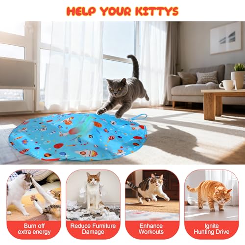 Interactive Indoor Cat Toys for Bored Adult Cats - Highly Entertaining Keep Cats Engaged for Hours, Rechargeable Silent Kitten Mouse Toy Automatic Hide and Seek with Stimulating Moving (Blue)