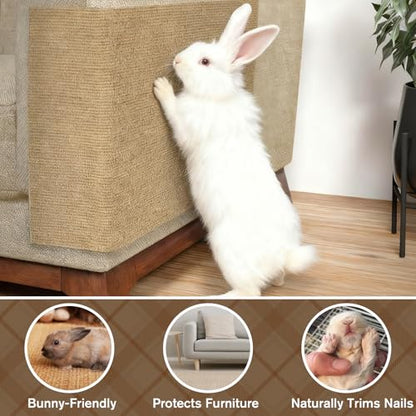 Pacify Rabbit Scratching Pad 12 Inch X 9.84 ft Self Adhesive Bunny Scratch Mats, Cuttable Rabbit Nail Scratch Pad Bedding Rug for Small Animal Biting and Cage Flooring