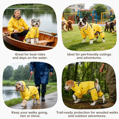 BEAUTYZOO Dog Raincoat for Small Medium Dogs Puppy,Waterproof Dog Rain Jacket with Harness Built-in & Detachable Hood, Zip Up Pet Rain Coat,Reflective Windproof Full Body Coverage Poncho for Rain Snow - size: M(Back 14", Chest 20", Neck 13.5")