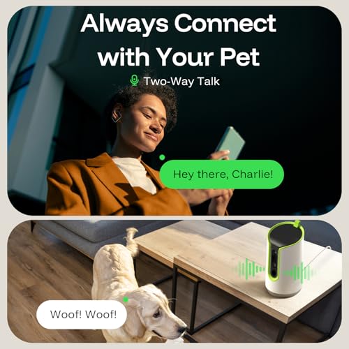 TKENPRO 5MP Ultra HD Pet Camera - Dog Camera with Treat Dispenser, Remote Treat Tossing via Phone App, 360° Auto Tracking & Motion Alerts, 5G&2.4G WiFi for Cats Indoor - color: Green