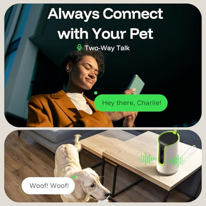 TKENPRO 5MP Ultra HD Pet Camera - Dog Camera with Treat Dispenser, Remote Treat Tossing via Phone App, 360° Auto Tracking & Motion Alerts, 5G&2.4G WiFi for Cats Indoor - color: Green