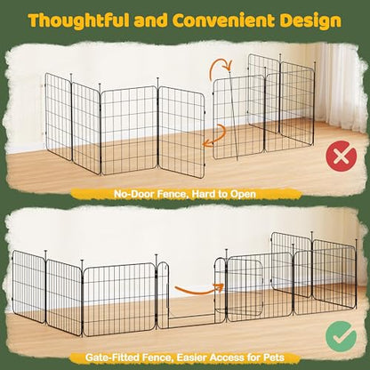Yaheetech Dog Playpen for Puppy/Small Dogs, Foldable Pet Pen Expandable Fence with Door for Indoor/Outdoor Use, 20 Inch 8 Panels, Black - size: 20 inch