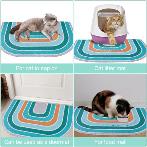 Cat Litter Mat Quality Litter Box Mat Large Non-Slip Cat Litter Mat Litter Trapping Mat Soft Kitty Litter Mat Compatible Two Litter Boxes Cat Products Easy to Clean,Green,XL - color: Blue, size: XL(40" x 30")